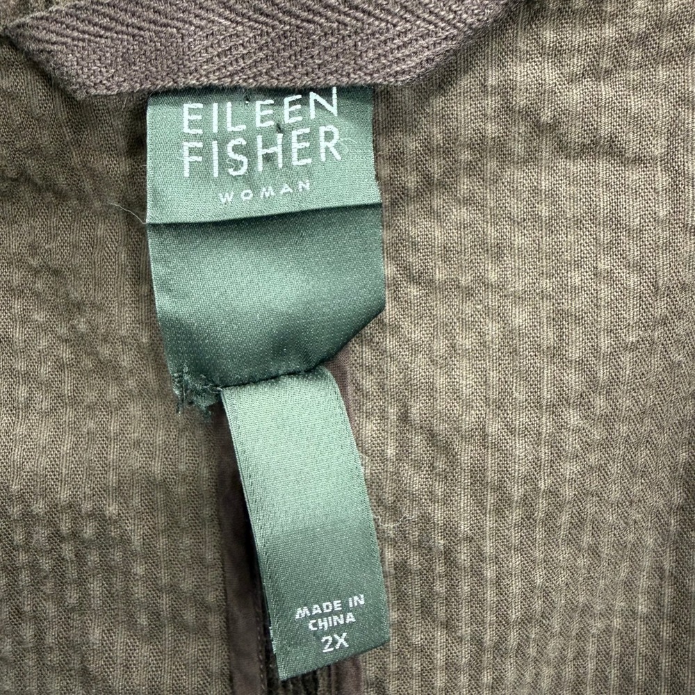 Eileen Fisher Organic Cotton Corduroy Jacket 2X Brown Funnel Neck Zip Up Earthy - Picture 4 of 11
